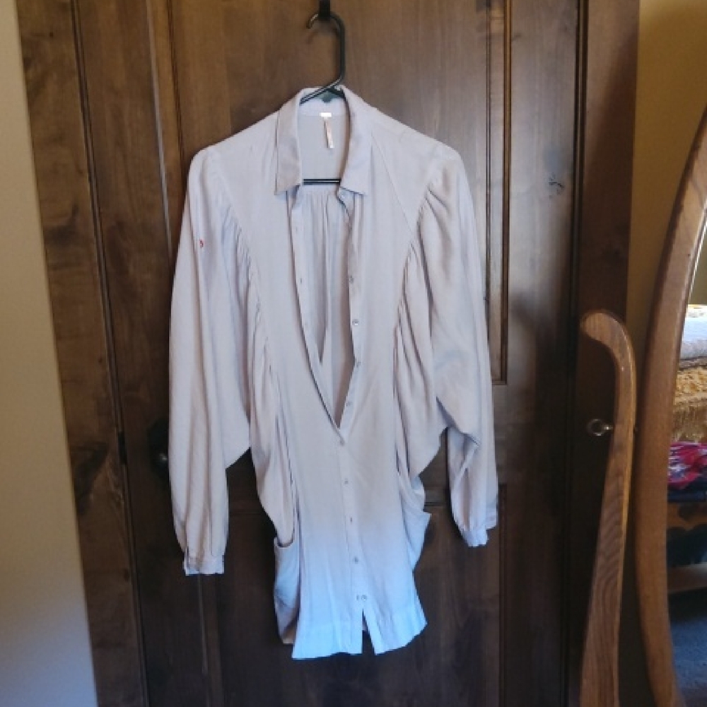 Free People Pale Blue Button-Up Top